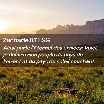 Picture 02 - Zacharie 8:7 LSG - Ainsi parle l'Eternel des armées: Voici, je - Bible Verse Picture