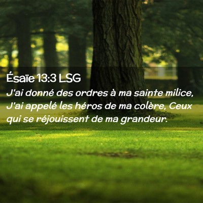 Picture 02 - Ésaïe 13:3 LSG - J'ai donné des ordres à ma sainte milice, J'ai - Bible Verse Picture