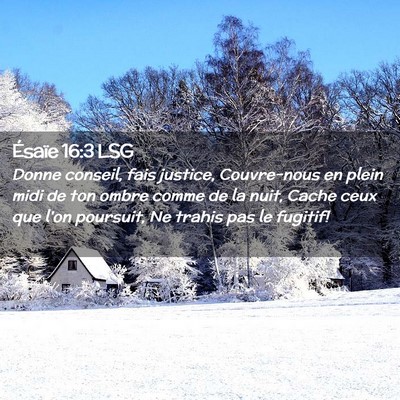 Picture 02 - Ésaïe 16:3 LSG - Donne conseil, fais justice, Couvre-nous en plein - Bible Verse Picture