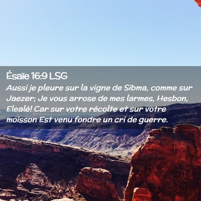 Picture 02 - Ésaïe 16:9 LSG - Aussi je pleure sur la vigne de Sibma, comme sur - Bible Verse Picture