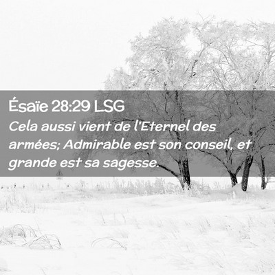 Picture 02 - Ésaïe 28:29 LSG - Cela aussi vient de l'Eternel des armées; - Bible Verse Picture