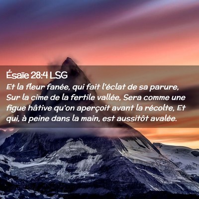 Picture 02 - Ésaïe 28:4 LSG - Et la fleur fanée, qui fait l'éclat de sa - Bible Verse Picture