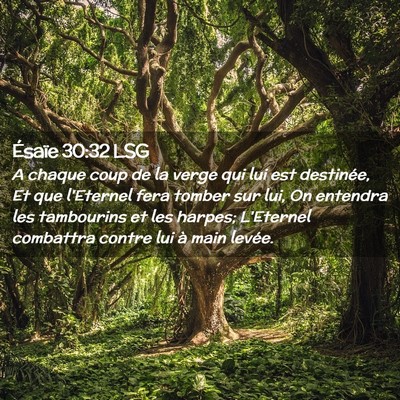 Picture 02 - Ésaïe 30:32 LSG - A chaque coup de la verge qui lui est destinée, - Bible Verse Picture