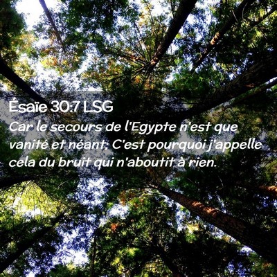 Picture 02 - Ésaïe 30:7 LSG - Car le secours de l'Egypte n'est que vanité et - Bible Verse Picture