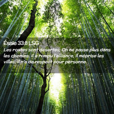 Picture 02 - Ésaïe 33:8 LSG - Les routes sont désertes; On ne passe plus dans - Bible Verse Picture