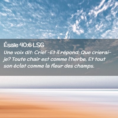 Picture 02 - Ésaïe 40:6 LSG - Une voix dit: Crie! -Et il répond: Que - Bible Verse Picture