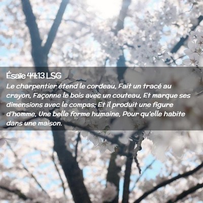 Picture 02 - Ésaïe 44:13 LSG - Le charpentier étend le cordeau, Fait un tracé - Bible Verse Picture