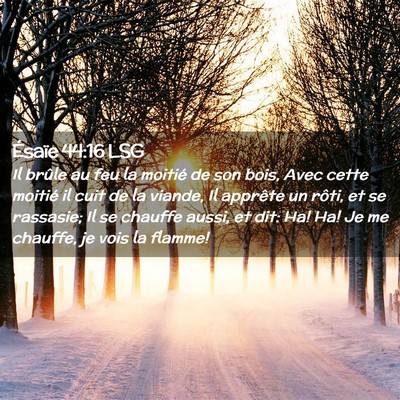 Picture 02 - Ésaïe 44:16 LSG - Il brûle au feu la moitié de son bois, Avec - Bible Verse Picture