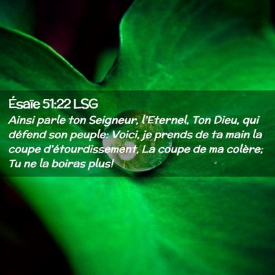 Picture 02 - Ésaïe 51:22 LSG - Ainsi parle ton Seigneur, l'Eternel, Ton Dieu, - Bible Verse Picture