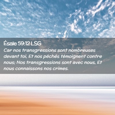 Picture 02 - Ésaïe 59:12 LSG - Car nos transgressions sont nombreuses devant - Bible Verse Picture