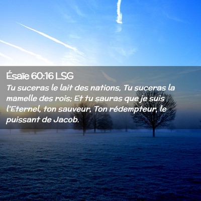 Picture 02 - Ésaïe 60:16 LSG - Tu suceras le lait des nations, Tu suceras la - Bible Verse Picture