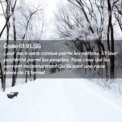 Picture 02 - Ésaïe 61:9 LSG - Leur race sera connue parmi les nations, Et leur - Bible Verse Picture
