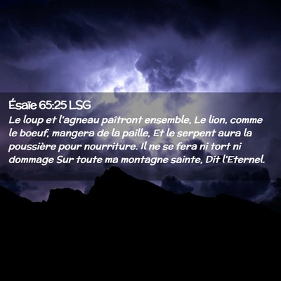 Picture 02 - Ésaïe 65:25 LSG - Le loup et l'agneau paîtront ensemble, Le lion, - Bible Verse Picture