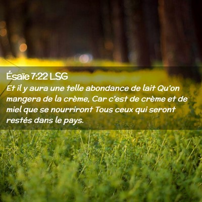 Picture 02 - Ésaïe 7:22 LSG - Et il y aura une telle abondance de lait Qu'on - Bible Verse Picture