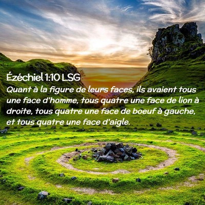 Picture 02 - Ézéchiel 1:10 LSG - Quant à la figure de leurs faces, ils avaient - Bible Verse Picture