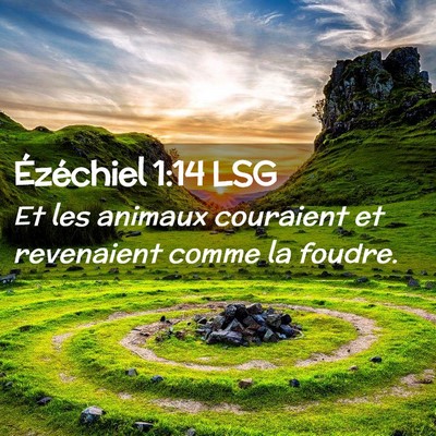 Picture 02 - Ézéchiel 1:14 LSG - Et les animaux couraient et revenaient comme la - Bible Verse Picture