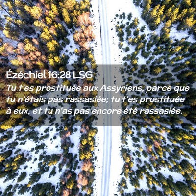 Picture 02 - Ézéchiel 16:28 LSG - Tu t'es prostituée aux Assyriens, parce que tu - Bible Verse Picture