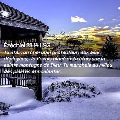 Picture 02 - Ézéchiel 28:14 LSG - Tu étais un chérubin protecteur, aux ailes - Bible Verse Picture