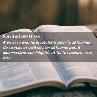 Picture 02 - Ézéchiel 33:9 LSG - Mais si tu avertis le méchant pour le détourner - Bible Verse Picture