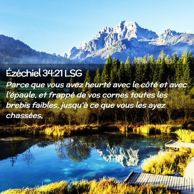 Picture 02 - Ézéchiel 34:21 LSG - Parce que vous avez heurté avec le côté et - Bible Verse Picture