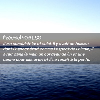 Picture 02 - Ézéchiel 40:3 LSG - Il me conduisit là; et voici, il y avait un - Bible Verse Picture