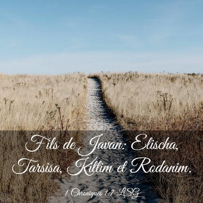 Picture 03 - 1 Chroniques 1:7 LSG - Fils de Javan: Elischa, Tarsisa, Kittim et - Bible Verse Picture