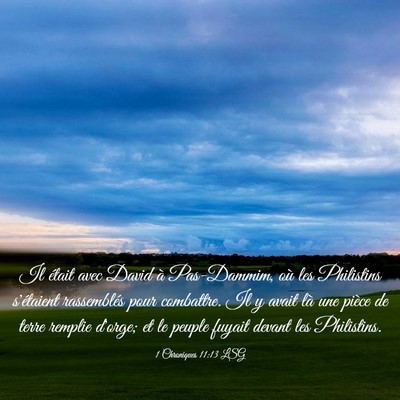Picture 03 - 1 Chroniques 11:13 LSG - Il était avec David à Pas-Dammim, où les - Bible Verse Picture