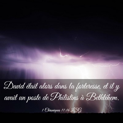 Picture 03 - 1 Chroniques 11:16 LSG - David était alors dans la forteresse, et il y - Bible Verse Picture