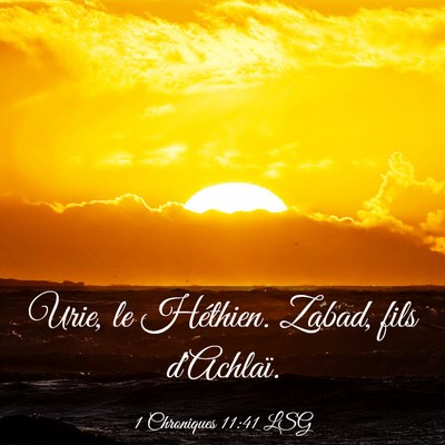 Picture 03 - 1 Chroniques 11:41 LSG - Urie, le Héthien. Zabad, fils - Bible Verse Picture