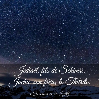Picture 03 - 1 Chroniques 11:45 LSG - Jediaël, fils de Schimri. Jocha, son frère, le - Bible Verse Picture