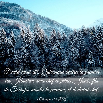 Picture 03 - 1 Chroniques 11:6 LSG - David avait dit: Quiconque battra le premier les - Bible Verse Picture