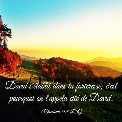 Picture 03 - 1 Chroniques 11:7 LSG - David s'établit dans la forteresse; c'est - Bible Verse Picture