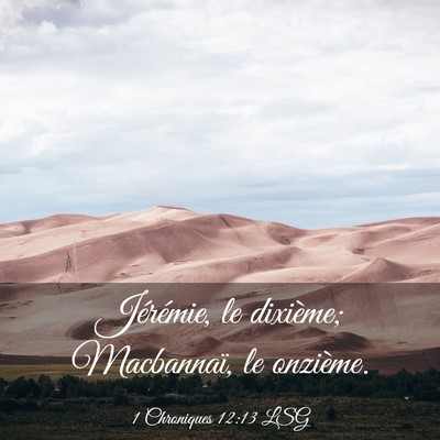 Picture 03 - 1 Chroniques 12:13 LSG - Jérémie, le dixième; Macbannaï, le - Bible Verse Picture