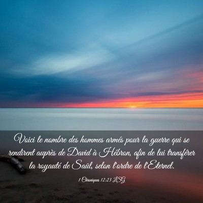 Picture 03 - 1 Chroniques 12:23 LSG - Voici le nombre des hommes armés pour la guerre - Bible Verse Picture