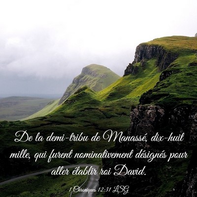 Picture 03 - 1 Chroniques 12:31 LSG - De la demi-tribu de Manassé, dix-huit mille, qui - Bible Verse Picture