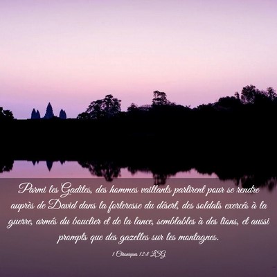 Picture 03 - 1 Chroniques 12:8 LSG - Parmi les Gadites, des hommes vaillants partirent - Bible Verse Picture
