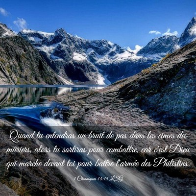 Picture 03 - 1 Chroniques 14:15 LSG - Quand tu entendras un bruit de pas dans les cimes - Bible Verse Picture