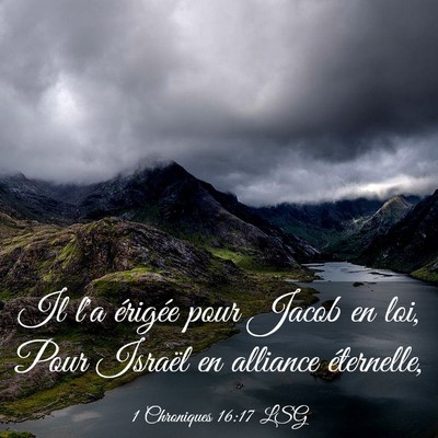 Picture 03 - 1 Chroniques 16:17 LSG - Il l'a érigée pour Jacob en loi, Pour Israël - Bible Verse Picture