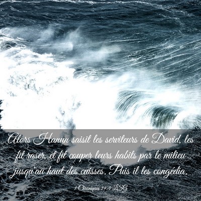 Picture 03 - 1 Chroniques 19:4 LSG - Alors Hanun saisit les serviteurs de David, les - Bible Verse Picture