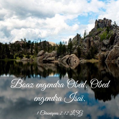 Picture 03 - 1 Chroniques 2:12 LSG - Boaz engendra Obed. Obed engendra - Bible Verse Picture