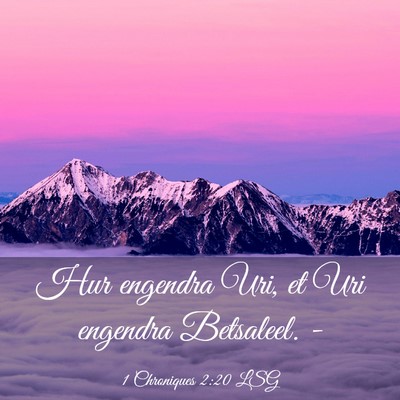 Picture 03 - 1 Chroniques 2:20 LSG - Hur engendra Uri, et Uri engendra Betsaleel. - Bible Verse Picture