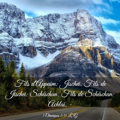 Picture 03 - 1 Chroniques 2:31 LSG - Fils d'Appaïm: Jischeï. Fils de Jischeï: - Bible Verse Picture