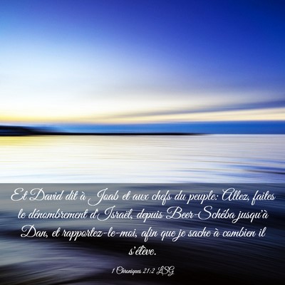 Picture 03 - 1 Chroniques 21:2 LSG - Et David dit à Joab et aux chefs du peuple: - Bible Verse Picture