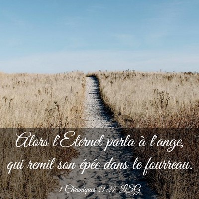 Picture 03 - 1 Chroniques 21:27 LSG - Alors l'Eternel parla à l'ange, qui remit son - Bible Verse Picture