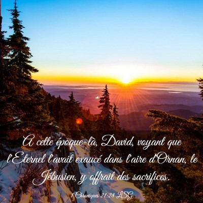 Picture 03 - 1 Chroniques 21:28 LSG - A cette époque-là, David, voyant que l'Eternel - Bible Verse Picture