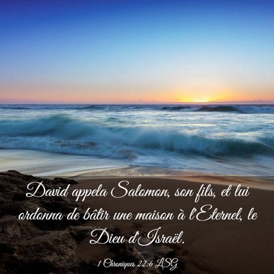 Picture 03 - 1 Chroniques 22:6 LSG - David appela Salomon, son fils, et lui ordonna de - Bible Verse Picture