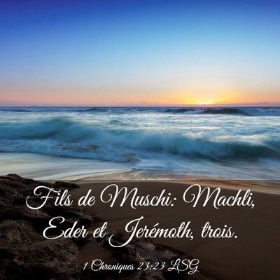 Picture 03 - 1 Chroniques 23:23 LSG - Fils de Muschi: Machli, Eder et Jerémoth, - Bible Verse Picture