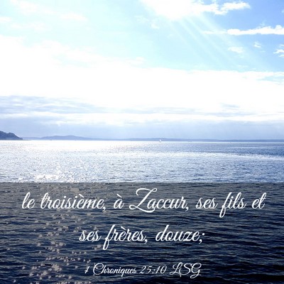 Picture 03 - 1 Chroniques 25:10 LSG - le troisième, à Zaccur, ses fils et ses - Bible Verse Picture