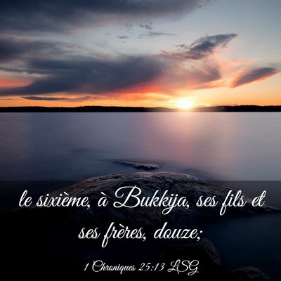 Picture 03 - 1 Chroniques 25:13 LSG - le sixième, à Bukkija, ses fils et ses frères, - Bible Verse Picture