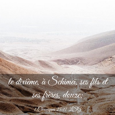 Picture 03 - 1 Chroniques 25:17 LSG - le dixième, à Schimeï, ses fils et ses - Bible Verse Picture